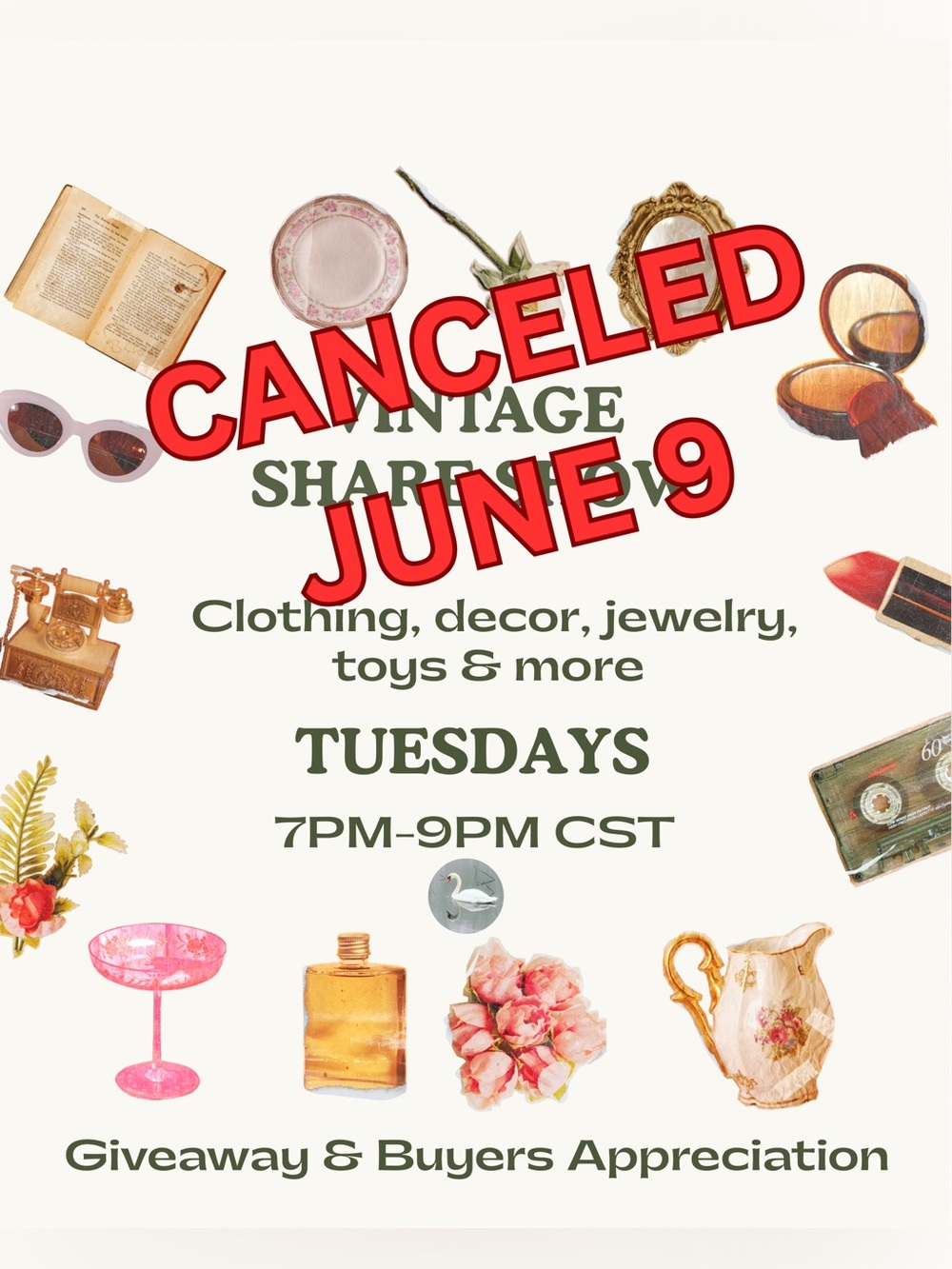 LIVE VINTAGE + SHARE  TUES 7-9PM CST
